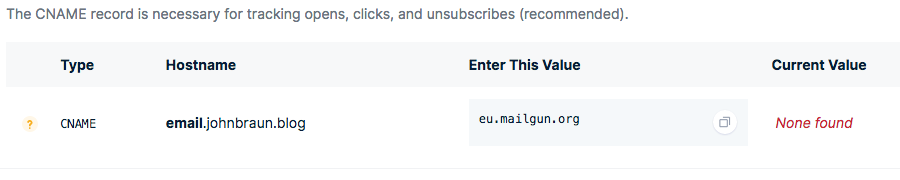 Expected CNAME record