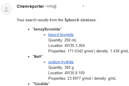 Searching a database by e-mail