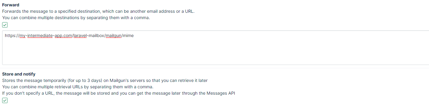 Mailgun - Forwarding Rule